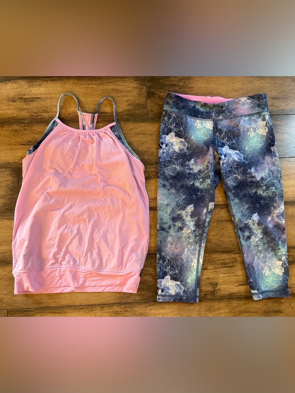 Ivivva Pink Tank and Galaxy Print Capri Leggings Set